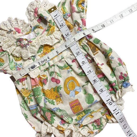 ALLISON ANN Vintage Baby Jumper One Piece Eyelet Cat Garden Print - Picture 10 of 10